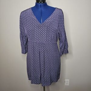 Banana Republic purple and blue patterned v-neck blouse Dress Tunic
